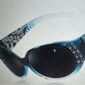 Elegant Black and Blue Embellished Sunglasses
